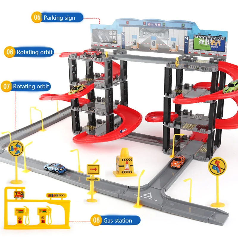 Nhựa Trẻ Em Đỗ Xe Đồ Chơi Bộ Ba Chiều Nhiều Lớp Xe Xe Sắt Cha Mẹ-Con Tương Tác quà Tặng Đồ Chơi Bé Trai