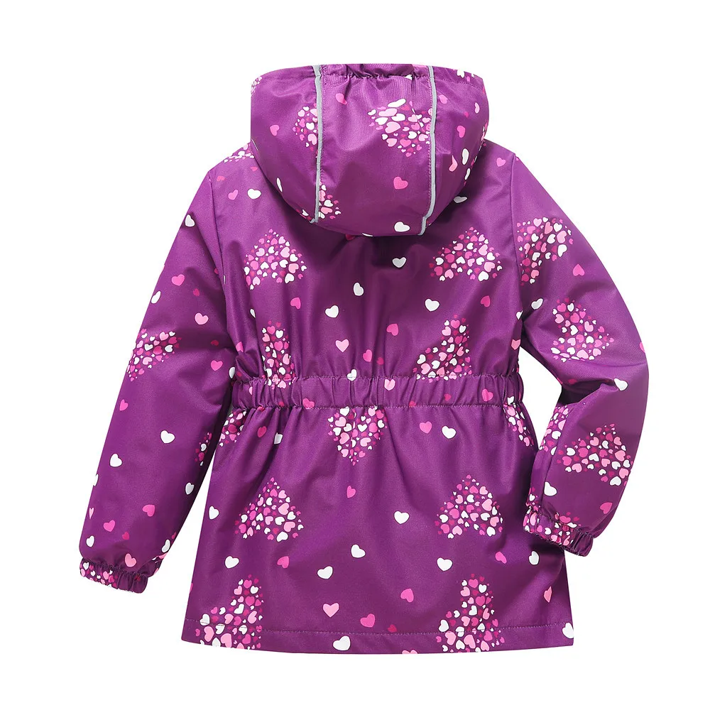 Spring Autumn Baby Girls Waterproof Hooded Floral Printed Fleece Lined Jackets Child Track Coat School Kids Outfit Tops 4-12 Yr