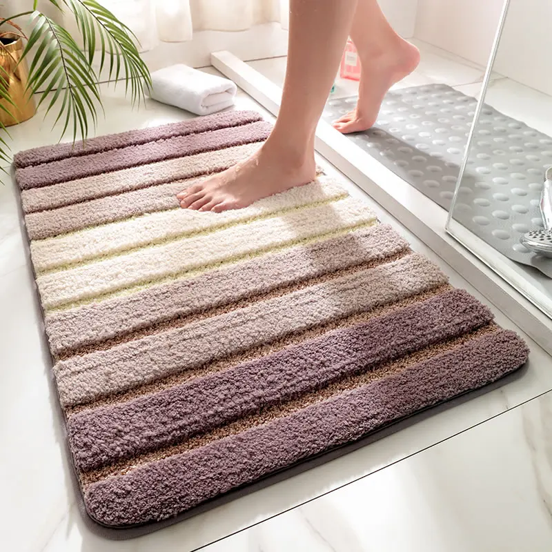 Striped multi-color Bathroom Carpets Soft absorbent doormat Bathroom kitchen anti-slip doormat for entrance door floor mats