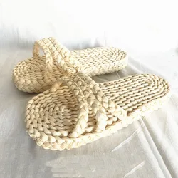 CuddlyIIPanda Pure Hand-made Straw Shoes Women's Slippers Environmentally Friendly Slides Home Shoes Massage Corn Skin Shoes