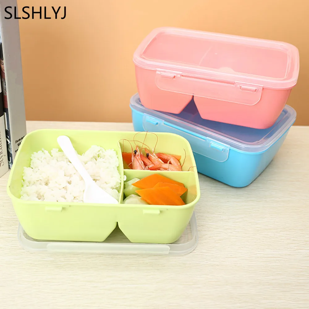 

SLSHLYJ Healthy Plastic Food Container Portable Lunch Box With Spoon Capacity Camping Picnic Food Fruit Container Storage Box