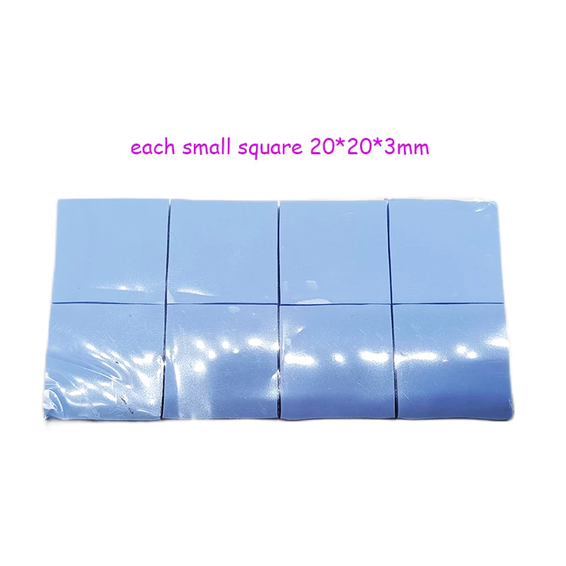 8 or 20 qty per piece 20*20*3mm High Conductive Heatsink silica Paste Adhesive Computer PC Cooler Silicone GPU CPU cooling Pads