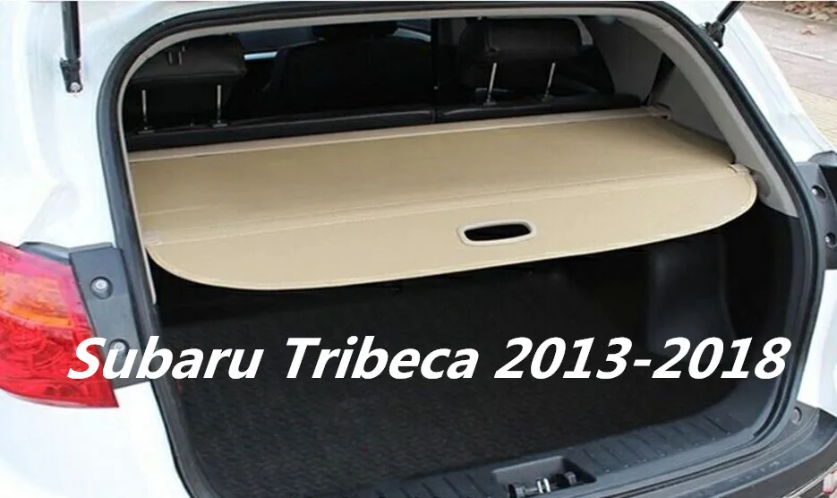 Car Rear Trunk Security Shield Cargo Cover For Subaru Tribeca 2013 2014 2015 2016 2017 (Black, beige)