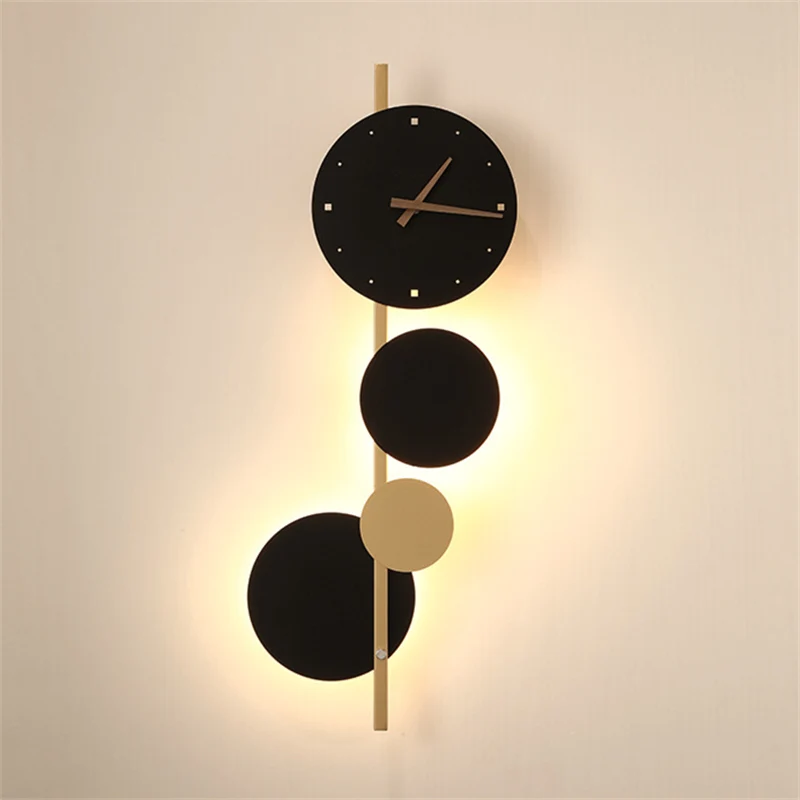 

Modern LED Wall Sconce Creative Clock Wall Lamp For Apartment Living Room Bedroom Decor Unique Luminaire Surface Mount Lighting