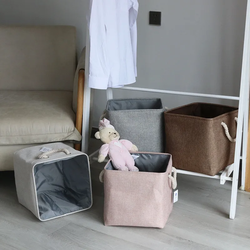 Large Size Cotton linen Home Storage Basket Home Life Clothing Toy Storage Basket Desktop Storage Box Drawstring Storage Bag