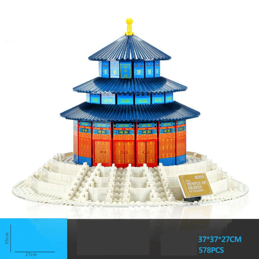 Nanobrick World Famous Historical Architecture Micro Diamond Block China Beijing Temple Of Heaven In Snow Mini Build Brick Toys