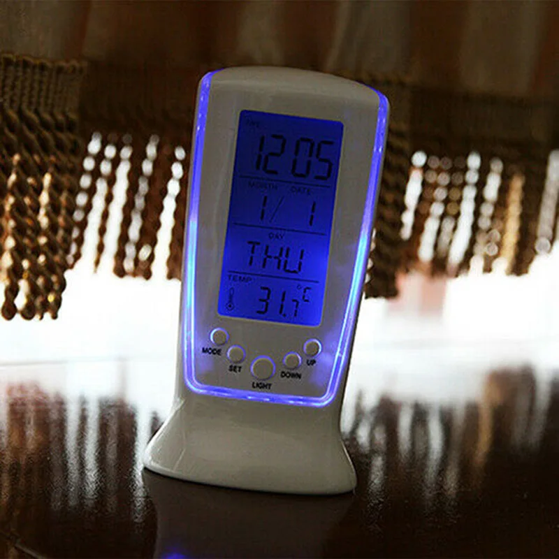 LED Digital Table Alarm Snooze Clock Night Light Thermometer Displayer SUB Sale
