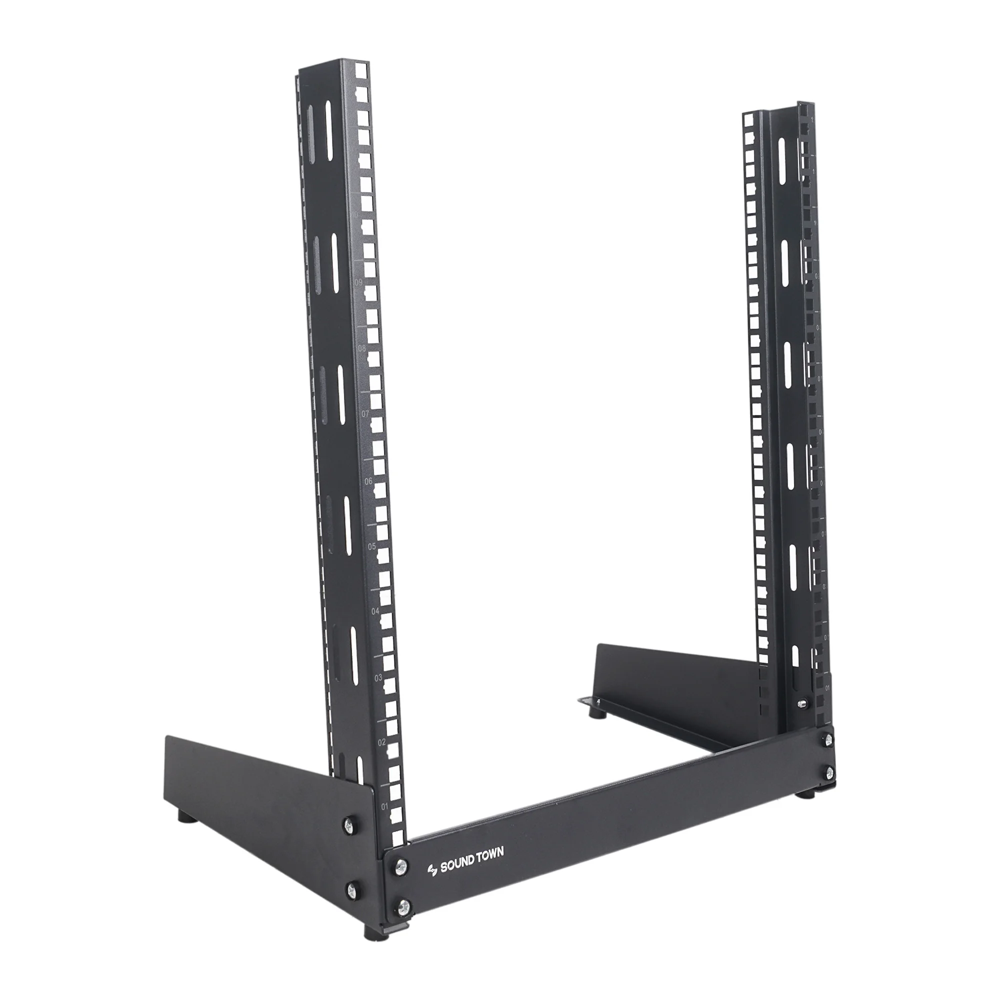 

Sound Town 12U 2-Post Desktop Open-Frame Rack, for Audio/Video, Network Switches, Routers, Patch Panels (ST2PF-12LW)