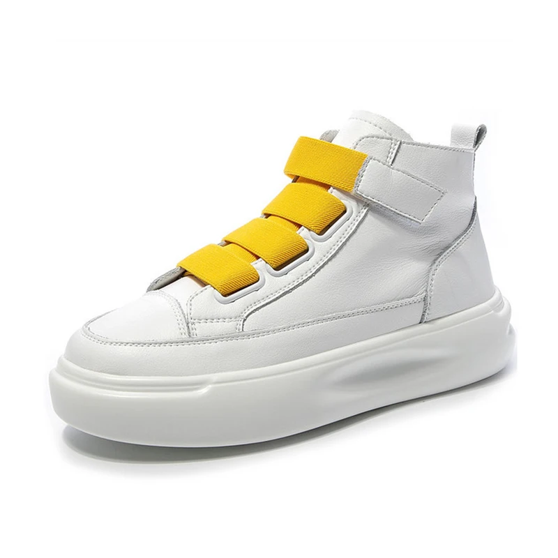 

Women's High Top Sneakers Flat Platform Shoes 2019 Spring Autumn Casual White Shoes For Female Chunky Sneakers Woman Shoe