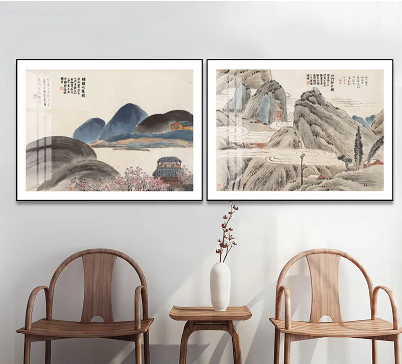 Chinese Landscape Ink Mountain river prints Wall Art Canvas posters Artwork Home living room bedroom den office Décor