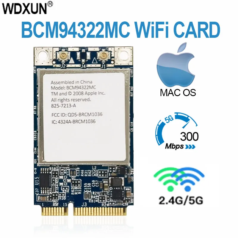 Cocok untuk Semua Mac Pro MB988z/Kecepatan Tinggi 300Mbps 2.4G 5G BCM94322MC Kartu WiFi Nirkabel Ekstrim Bandara