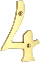 PHS 4Inch A300 4 Bright Brass Copper House Door Number Numero