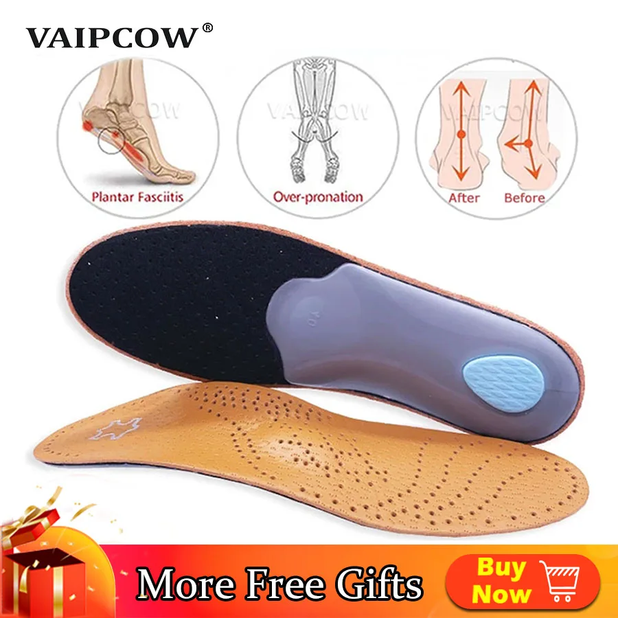 Orthotic insole Leather orthotics Insoles for Flat Foot Arch Support 25mm orthopedic Insoles for men and women OX Leg Shoe pad