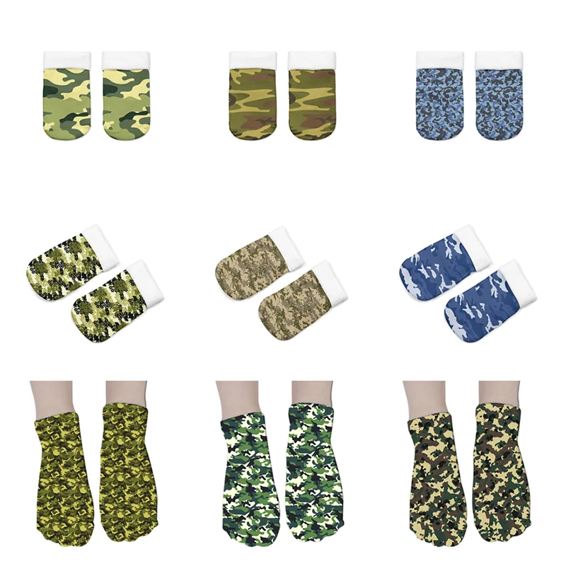 Spring Autumn Fashion Camouflage Cotton Sock Unisex Invisible Ankle Socks Women And Men Breathable Thin Boat Socks Short Socks