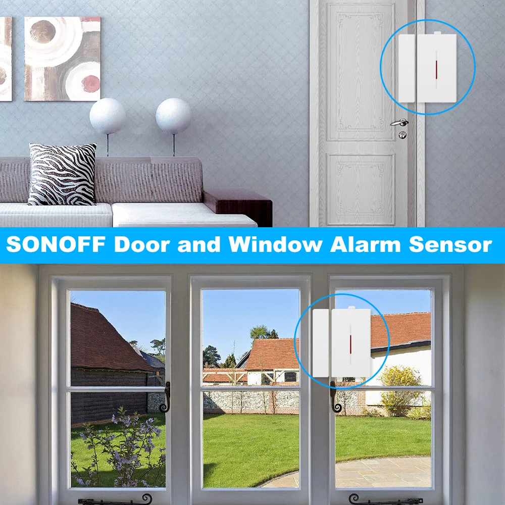 Factory Price 433mhz Wireless Door Window Magnet Sensor Detector For Home Wireless Alarm System , Works With Sonoff RF Bridge