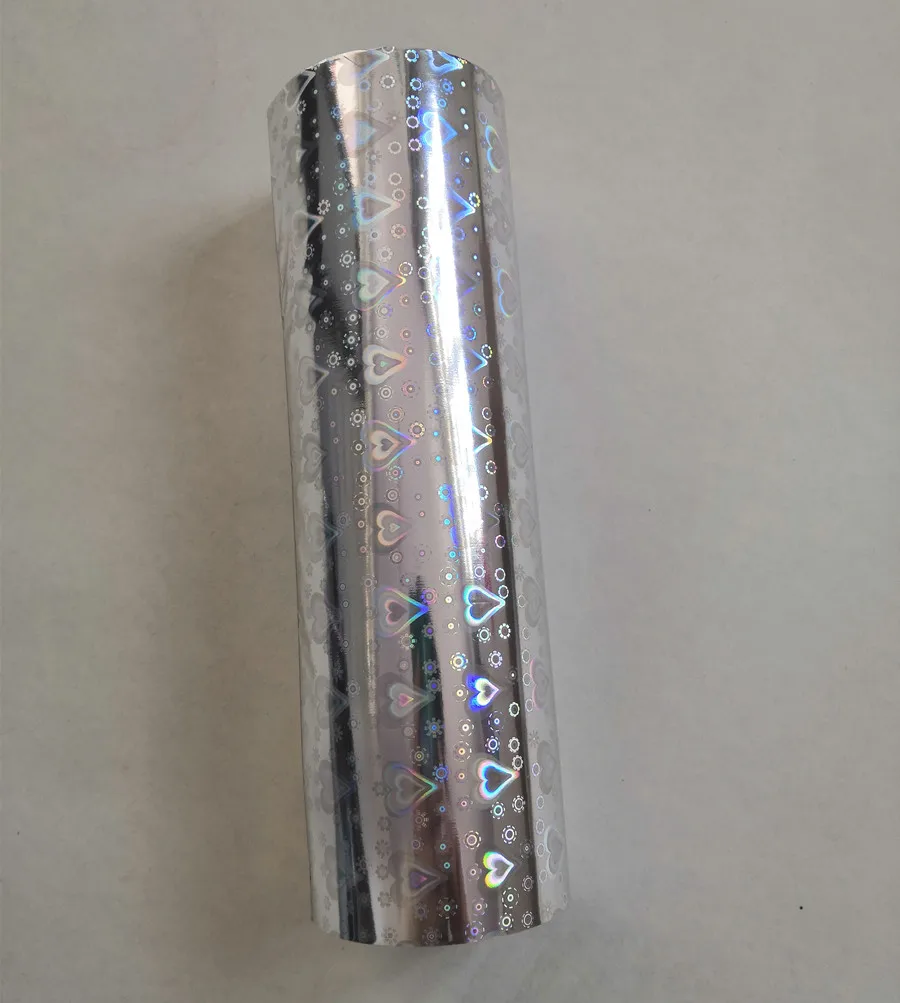 

Hot stamping foil holographic foil silver color B16 heart design hot press on paper or plastic heat stamping film transfer foil