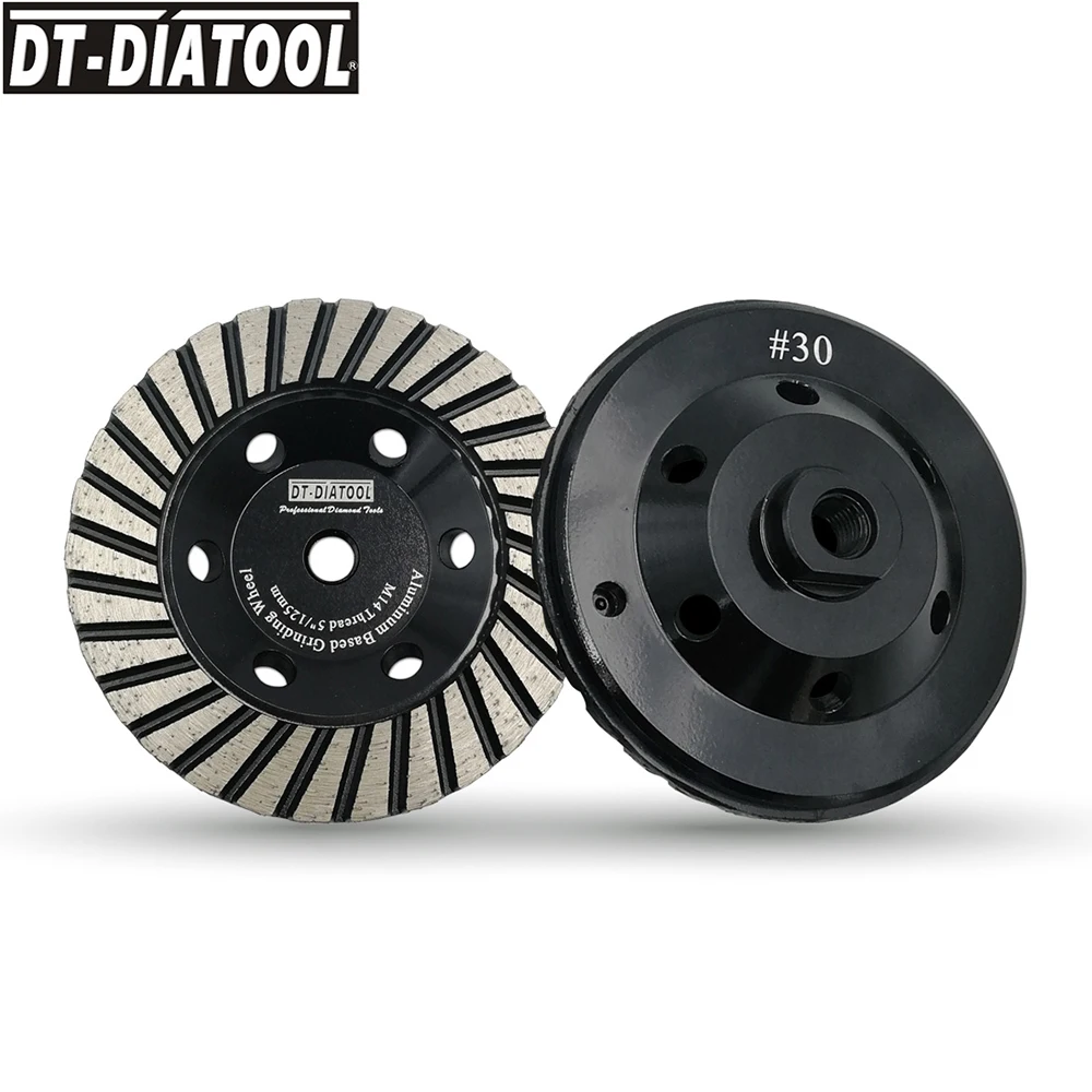 

DT-DIATOOL 2pcs Dia 5"/125mm M14 or 5/8-11 Aluminum Based Grinding Cup Wheel Diamond Grinding Disc Granite Marble Grinding Wheel