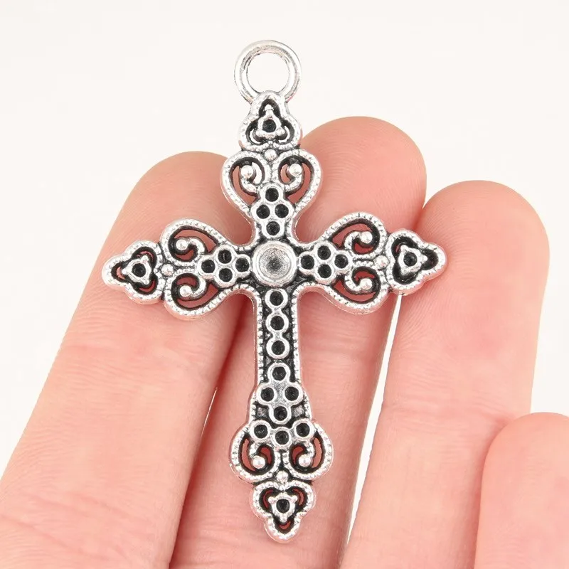 10pcs Silver Color 50x34.5mm Jesus Cross Charms Love And Redemption Pendant For DIY Handmade Metal Jewelry Making Accessorie