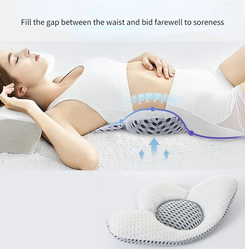 3D Comfortable Lumbar Support Pillow Pregnant Women Sleep Bed Lumbar Cushion Lumbar Intervertebral Disc Breathable Side Pillow