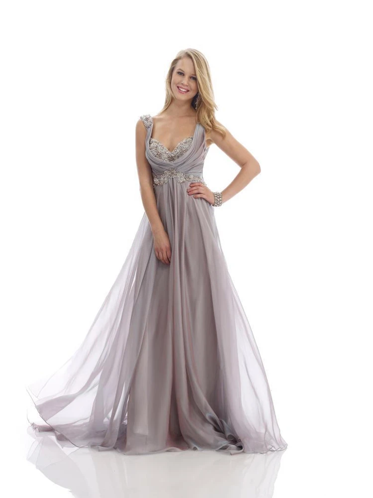 Gray Beach Mother of the Bride Dresses Sweetheart Appliques Empire Waist Backless Floor Length 30D Chiffon Summer Mother Gown