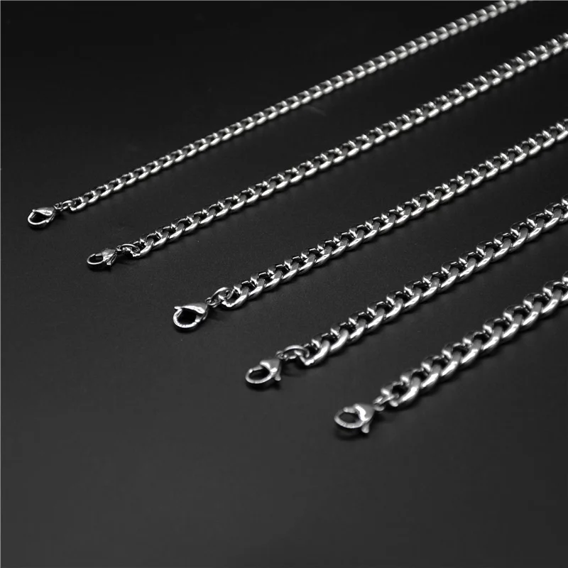 2021 Klassische Herrenkette, Breite 3 bis 7 MM, Edelstahl, Lange Halskette für Männer und Frauen, Kettenschmuck – Detail 4