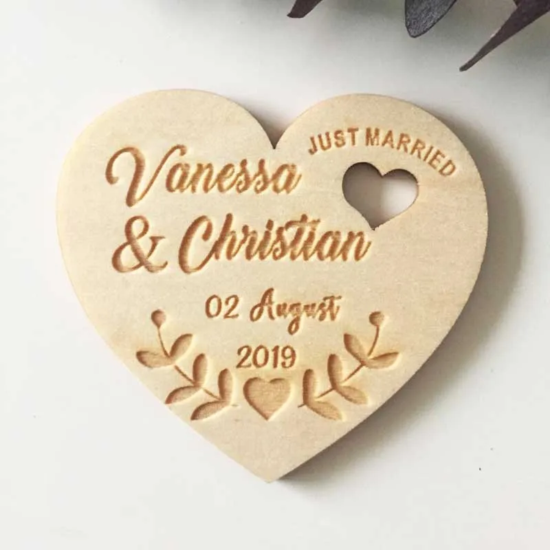 Personalized Wedding Laser Heart Save the Date Magnets,Custom wood rustic save the date,party favors gifts