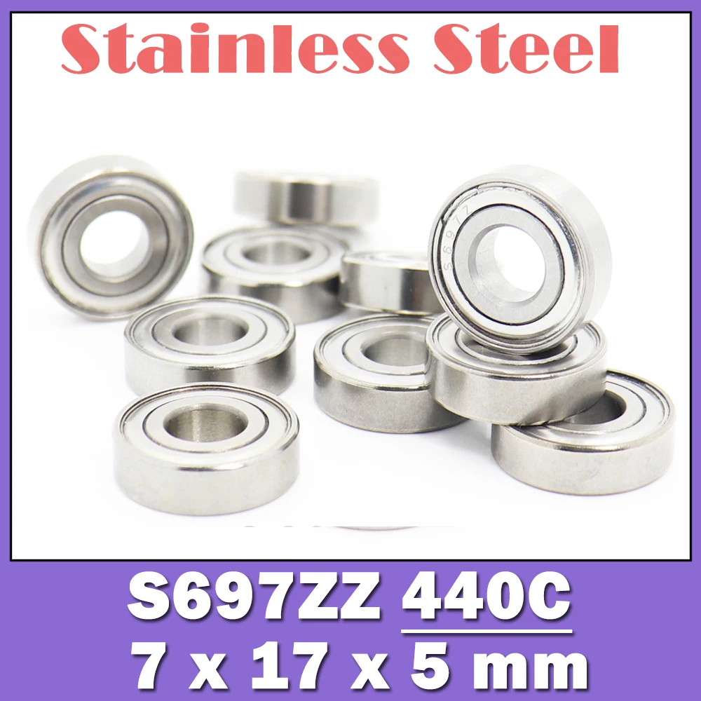 S697ZZ Bearing 7*17*5 mm ( 10 PCS ) 440C Roller Stainless Steel S697Z S697 Z ZZ Ball Bearings