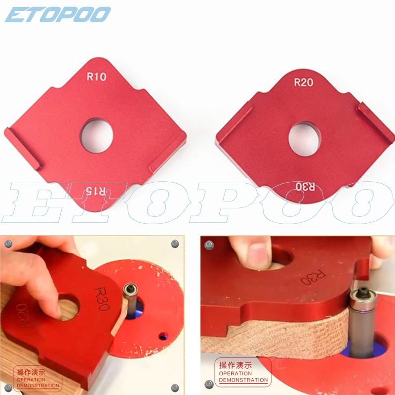 Imagem -03 - Carpintaria Aparar Raio Jig Modelos de Roteador Liga de Alumínio Cantos de Raio r5 R10 R15 R20 R25 R30 R35 R40 T10 T35 Pcs por Conjunto