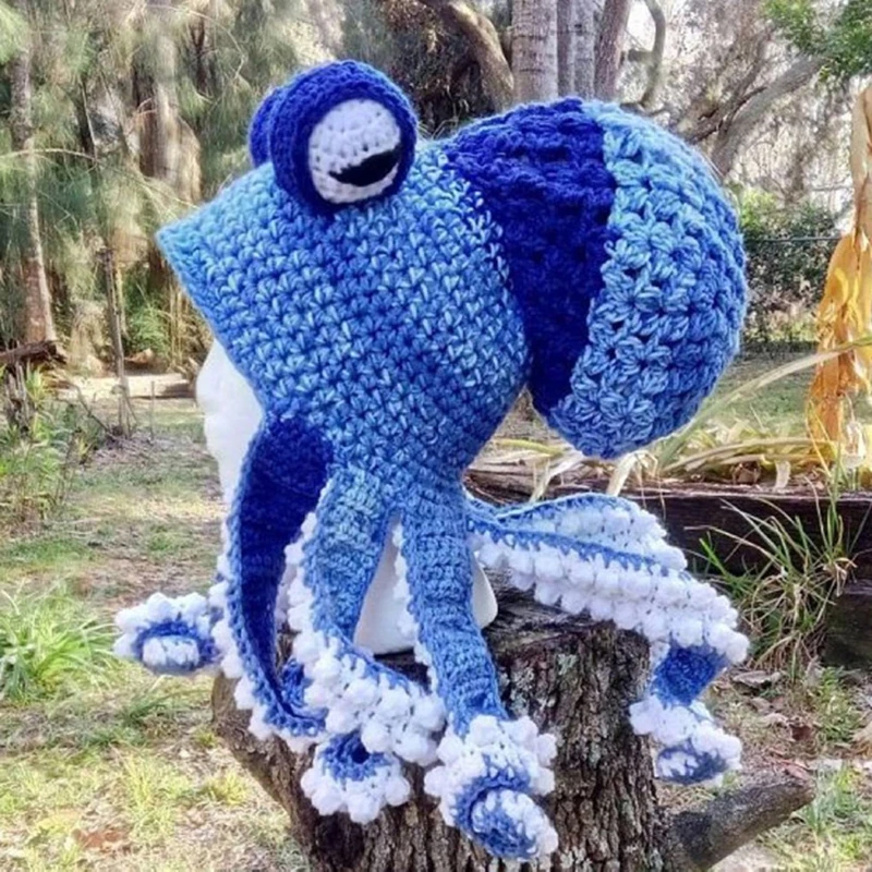 Octopus Adult Tentacle Hat Hand-woven Knitted Octopus Hat Christmas Halloween Costume Cosplay LL@17