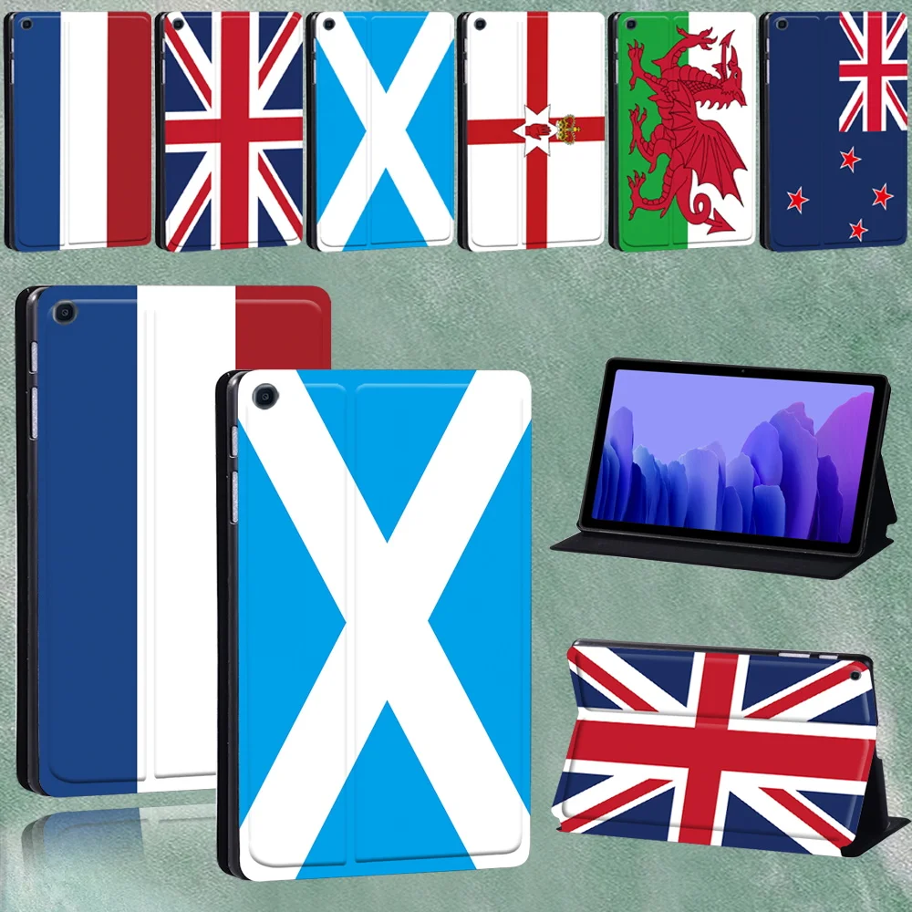 For Samsung Galaxy Tab A7 10.4 Inch 2020 PU Leather Case SM-T500 T505 National Flag Series Pattern Tablet Cover + Pen