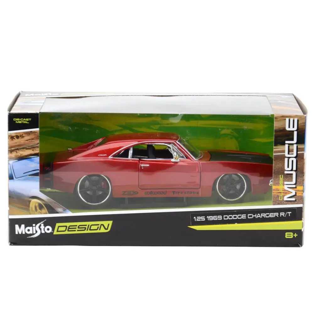 Maisto 1:24 1969 Dodge Charger R T Static Die Cast Vehicles Collectible Model Car Toys