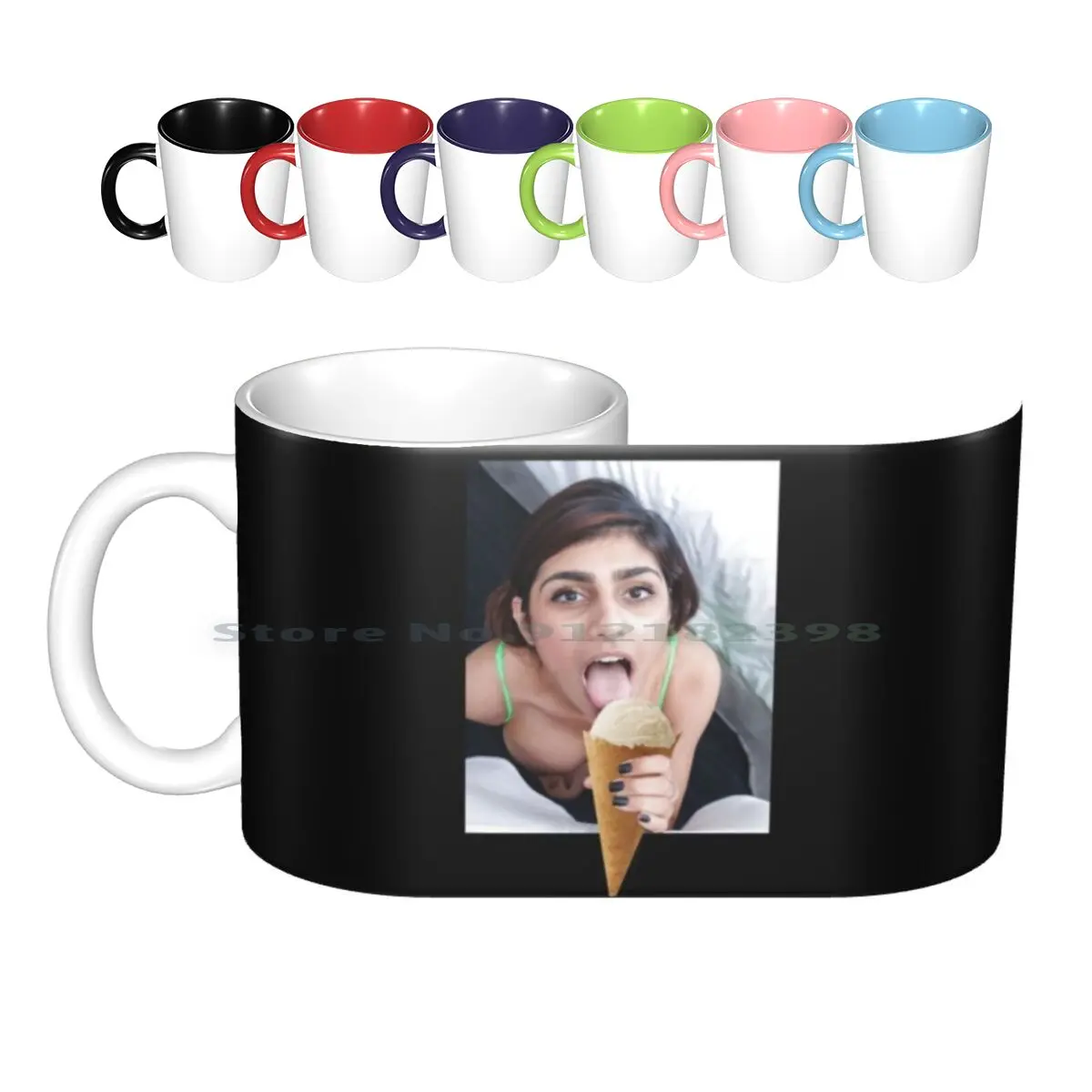 Mia Khalifa Having Ice Cream Ceramic Mugs Coffee Cups Milk Tea Mug Mia Khalifa Sasha Grey Alexis Texas Asa Akira Sex Xhamster