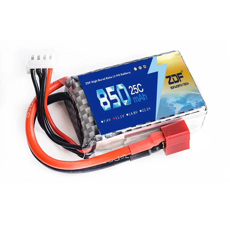 ZDF Lipo Battery 1S 2S 3S 3.7V 7.4V 11.1V 850mAh 25C 45C 65C with Female Plug for RC Racing Drone FPV Multicopter Fixed-wing