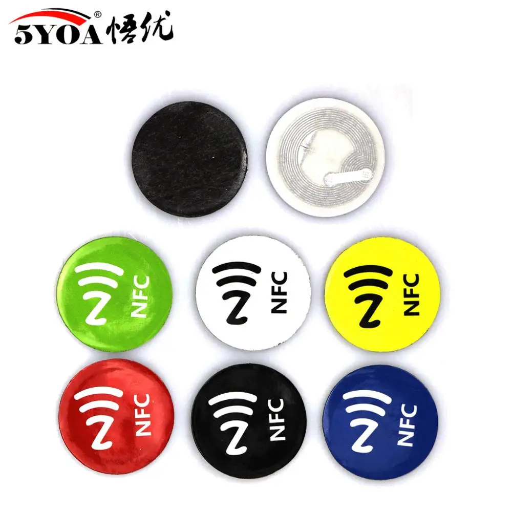 6pcs/lot NFC Tags Stickers Anti Metal Ntag213 adhesive label Metallic sticker Universal Lable RFID Tag for all NFC Phones