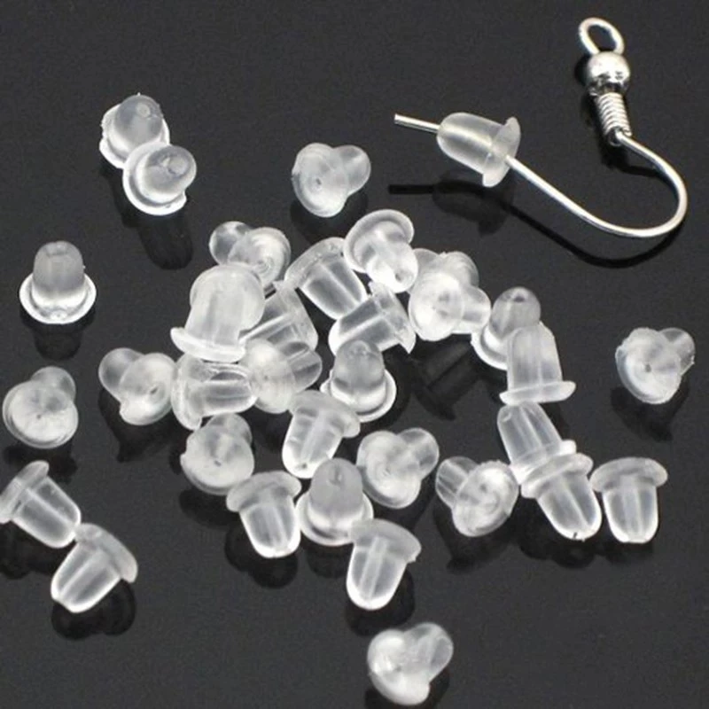 

200Pcs/500Pcs Rubber Clear Soft Earring Back Hook Bullet Safety Earring Stopper Earrings Plug Women Jewelry Accessories