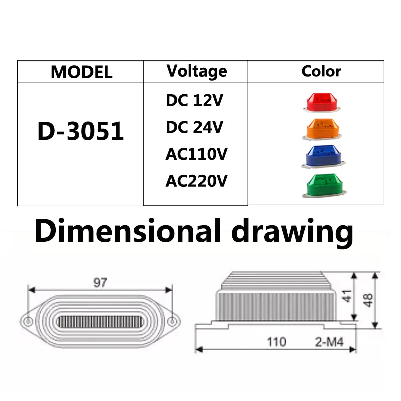 D-3051 Indicator Strobe Signal Warning Light Lamp Small Flashing Security Alarm Red 12v 24v 220v Led Ip44 Yellow Blue Green