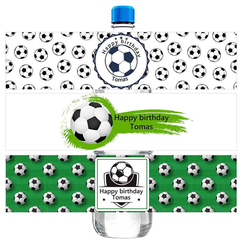 30pcs Customize Football Soccer Theme Water Bottle Stickers Kids Birthday Party Decoration Supplies Soccer Water Bottle Labels