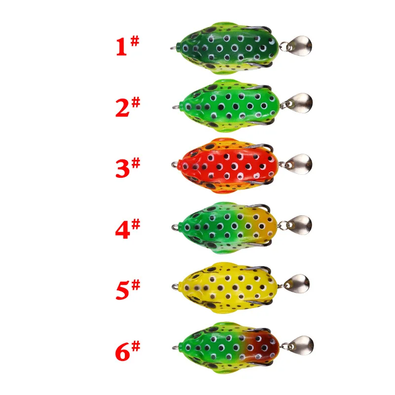 1PCS 8cm/13g Top Water Ray Frog Shape Toad Soft Frog Skin Thunder Frog Modified Thunder Frog Double Hook Sequins Thunder Frog