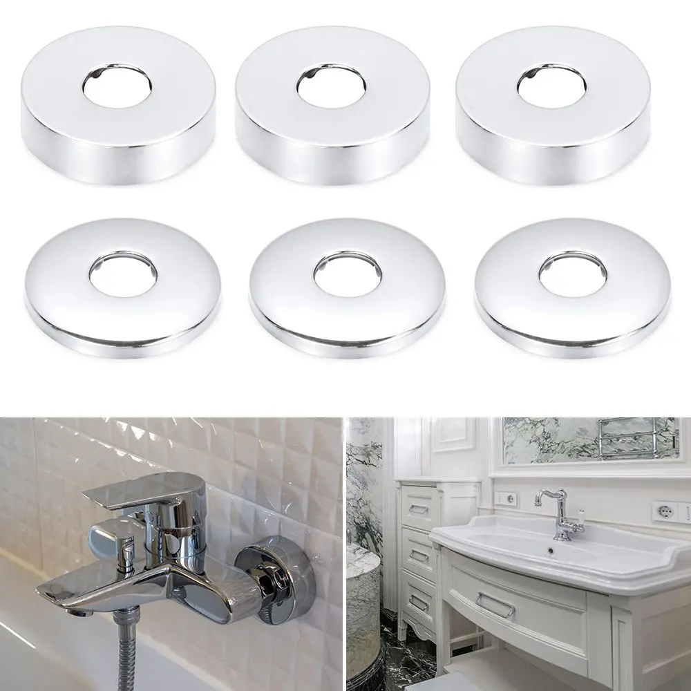 Self-Adhesive Shower Faucet Decorative Cover Stainless Steel Water Pipe Wall Covers Chrome Finish Bathroom Kitchen Accessories