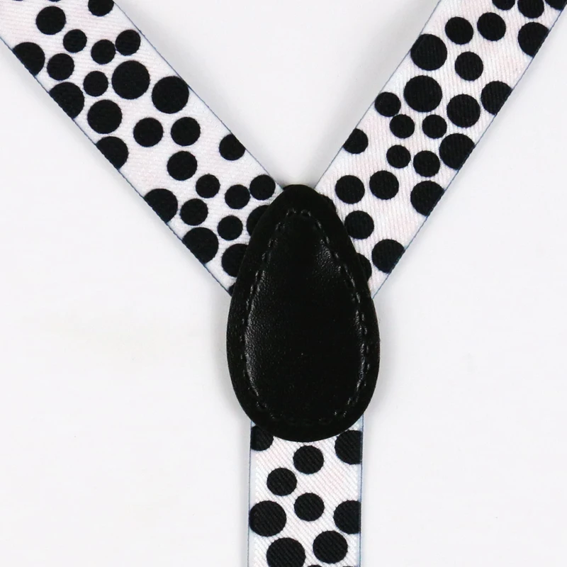 Winfox novo ajustável feminino masculino suspender para calças 3 clip botão liga preto cintas polka dot elástico para festa de casamento