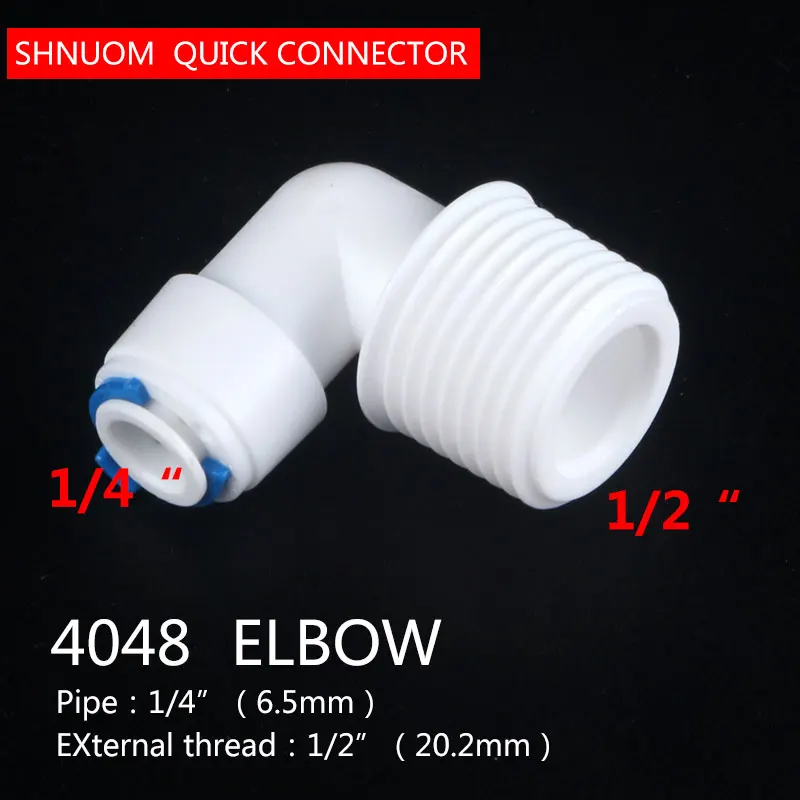 1/2 "Ren Ngoài 1/4" Ống Ống Kết Nối 4048W Khuỷu Tay Đường Kính 20MM Kết Nối Nhanh Lọc RO nước Hệ Thống Thẩm Thấu Ngược