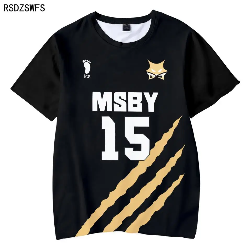 Haikyuu MSBY Black Jackal 3D Summer T-shirt Cartoon Tees O-neck Fashion Short Sleeve Piece Cartoon Casual Anime Women/men/kids