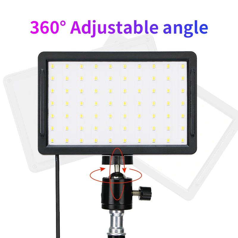 5600K Dimmbare Mini LED Video Licht Vier-farbe Karte Panel Fotografie Lampe Stativ Professionelle Für Foto Youtube Live streaming