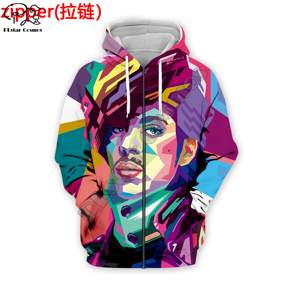 Popular Legend Singer Musician Hip Hop Vantage 3DPrint Men/Women Colorful Harajuku Streetwear Casual Funny Jacket Zip Hoodies E