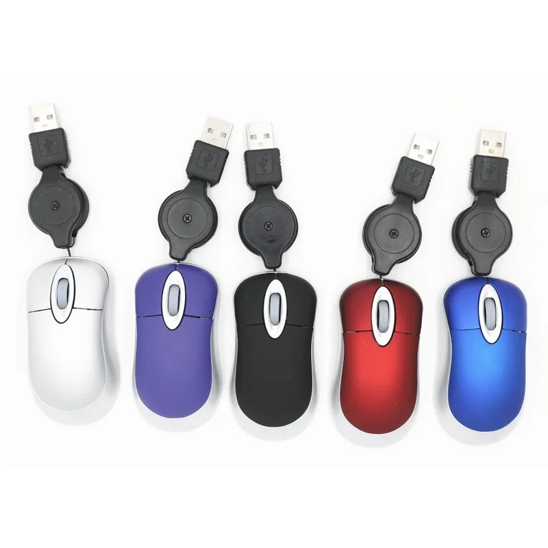 Lovely Mini-wired Mouse Retractable USB Cable Ergonomic Optoelectronic Mouse Office Computer PC Laptop Mouse 800DPI Kawaii Mouse