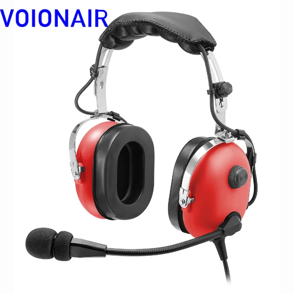 VOIONAIR Red Headset PNR (Passive Noise Reduction) Aviation Headset IN-1000