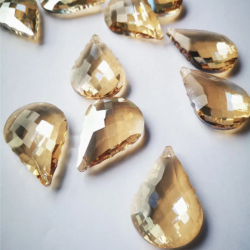 10pcs 50mm Champagne Suncatcher (Free Ring) K9 Crystal Gourd Faceted Chandelier Pendants Hanging Ornament Fengshui Xms Lamp Part