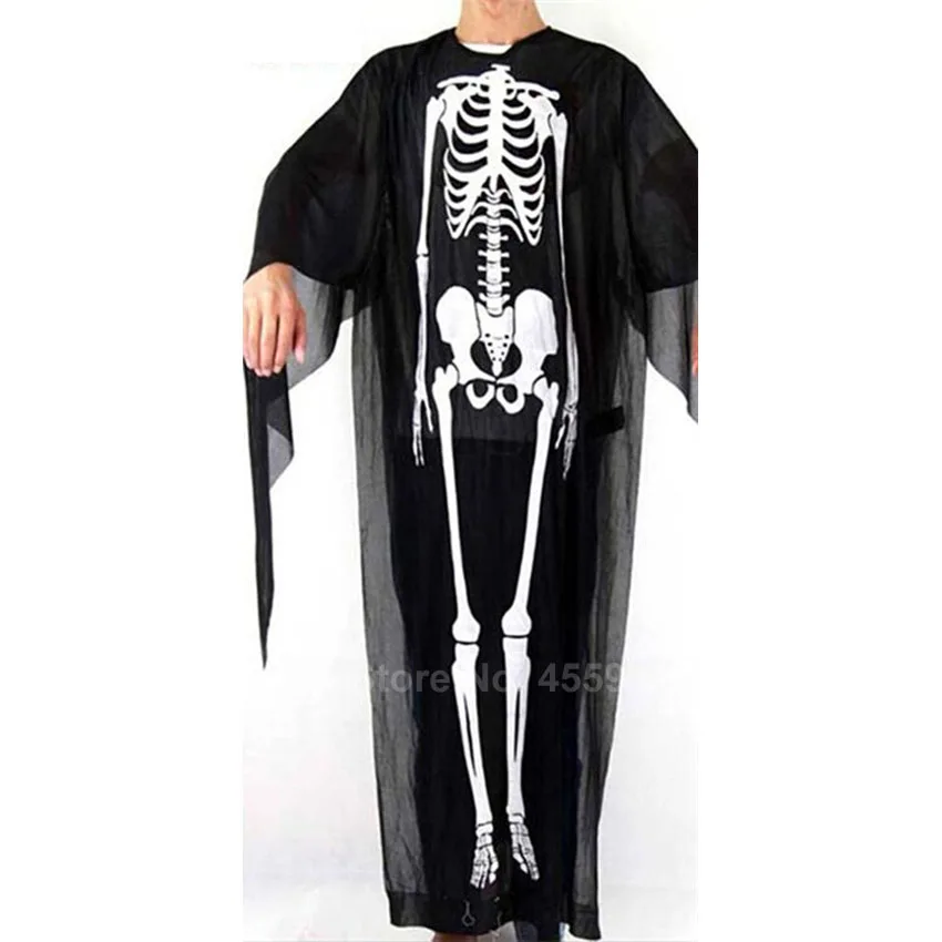 Erwachsene Kinder Halloween Scary Skeleton Cosplay Kostüme Transparent Kleid 3D Schädel Druck Maskerade Geister Zombie Männer Kleid