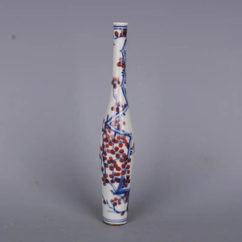 Qing Dynasty Blue And White Underglazed Red Ice Plum Vase Hand-painted Handmade Vase