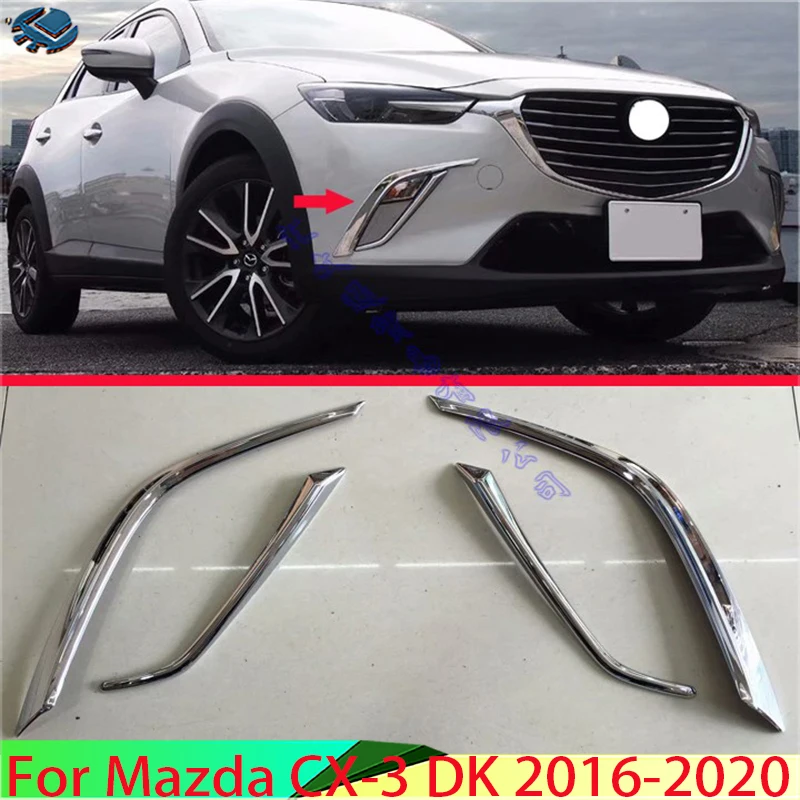 For Mazda CX-3 DK 2016-2020 Car Accessories ABS Chrome Front Fog Light Lamp Cover Trim Molding Bezel Garnish Sticker 2017 2018